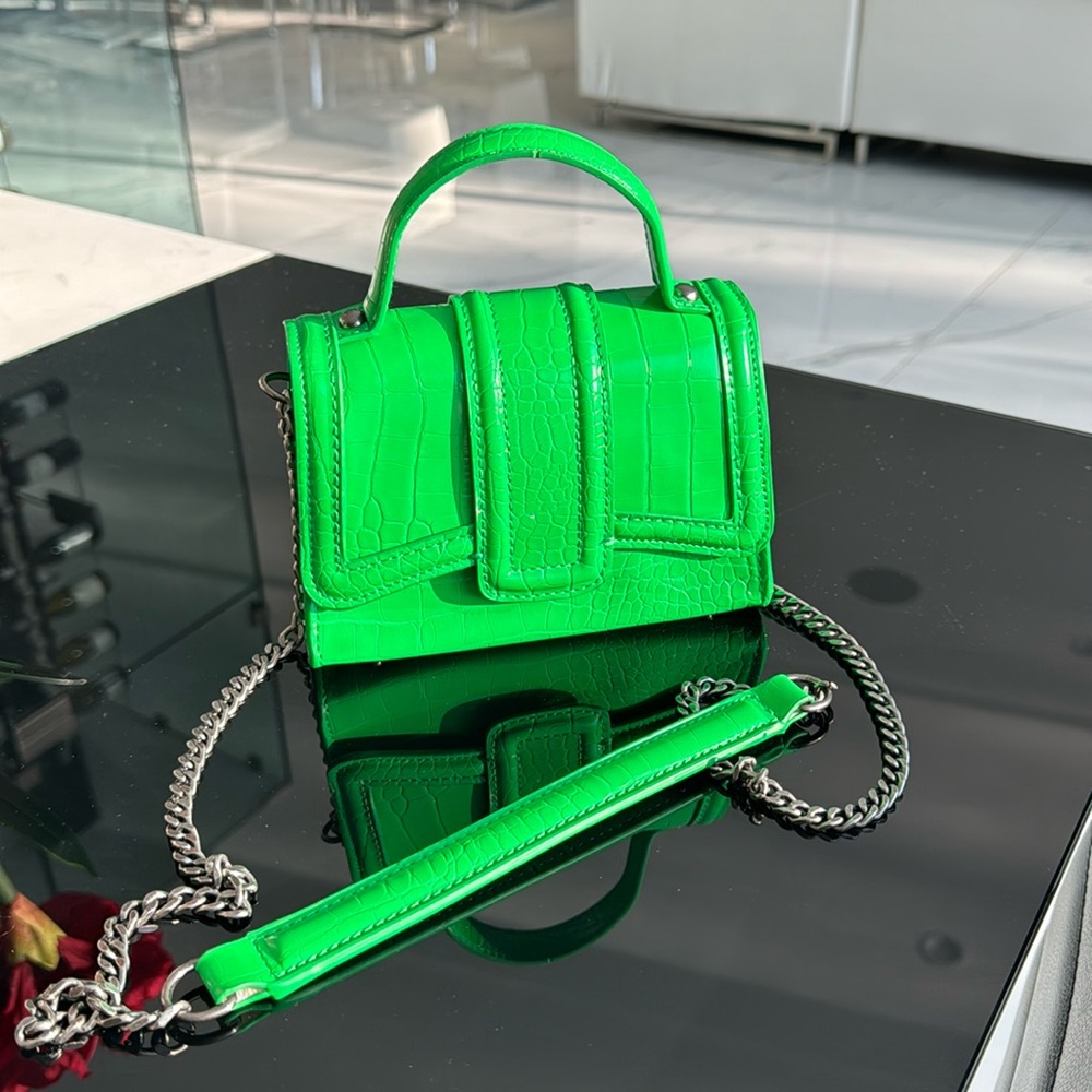green mini zara bag